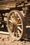 Old carriage wooden wheel