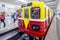 Old cars of the subway train in Moscow at the exhibition retro