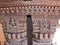 Old carved wooden columns inside a temple in Durbar Square, Patan, Kathmandu, Nepal