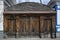 Old carved wooden gate of the 19th century in Gorodets, Russia