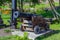 Old cast-iron cannon on a wooden carriage in the Karela fortress