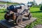 Old cast-iron cannon on a wooden carriage in the Karela fortress