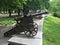 Old cast-iron cannons of the 18th century from the bastions of the Chernigov fortress in the Chernigov park