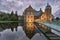 Old castle connected with modern glass bridge, Ruurlo the Netherlands