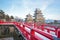 Old castle in japan. Matsumoto castle against blue sky in Nagono city, Japan