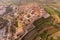 Old castle Mdina cathedral city, Malta. Aerial top view