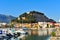 Old castle in a mediterranean city and the harbor