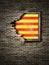 Old Catalonia flag in brick wall