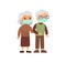 Old  caucasian couple in medical masks. Senior couple walking together.