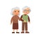 Old caucasian couple. Senior couple smiling and walking together.