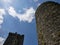 Old celtic castle towers background, Blarney castle in Ireland, old ancient celtic fortress