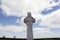 Old celtic cross in Irish countryside