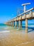 Old cement broken pier at the sea.