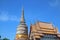 Old cement pagoda, Thai temple church, beautiful sky background, Buddhism, Thailand