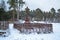 Old cemetery in Belarus in winter day