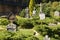 Old cemetery in front of Medieval Norwegian stave wooden church Vang or Wang in Karpacz, Poland