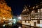 Old center of Strasbourg night street view