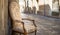 Old chair in a traditional street of Lecce, Italy.