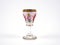 Old Chalices glass english style ,pink flower Twas the night water goblets isolated on white background