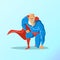 Old charismatic hipster Superhero. Superhero in action. Vector illustration.