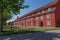 Old charming red building at the old fortress Kastellet, Copenhagen, Denmark