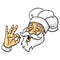 Old Chef OK Okay Sign Chef Hat Mascot Character Design Smiling Vector