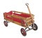 Old child\'s wooden wagon isolated.