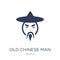 Old chinese man icon. Trendy flat vector Old chinese man icon on