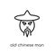 Old chinese man icon. Trendy modern flat linear vector Old chine