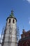 The old church building with a bell tower in Volkhov.