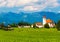 Old church in the field. Small village in Slovenia