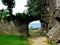 Old church ruins and the Barcelona, Sorsogon sign