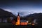 Old church in Sils village in Swiss Alps