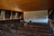 an old cinema hall with a modern projector