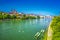 Old city center of Basel with Munster cathedral and the Rhine river, Switzerland