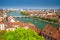 Old city center of Basel with Munster cathedral and the Rhine river, Switzerland