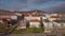 Old city center Maribor in Slovenia. View from the drone on tiled roofs.