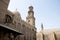 Old city centre of cairo, old stone mosque, ancient architecture. Old stone building