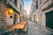 Old City of Dubrovnik, cozy narrow street of medieval town, cityscape, Croatia