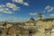 Old city ghetto district of Lviv touristic heritage site of Western Ukraine top urban view on houses roofs town hall tower and