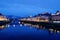 Old city Hohensalzburg castle near Salzach River Salzburg evening