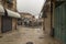 Old City of Jerusalem - Christian Quarter, empty street and square in the morning in rainy weather.  Israel