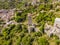 Old city. Sunny view of ruins of citadel in Stari Bar town near Bar city, Montenegro. Drone view