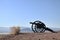 Old Civil War Cannon in the field of lookout mountain in Calico Ghost Town.