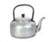 Old classic aluminum kettle on white background