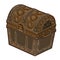 Old classic closed treasure chest isolated