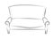 Old classic sofa. Line drawing. Illustration