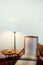 Old classic teak wood table, chair and lamp - Asian vintage home