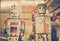 Old classic tin toy robots