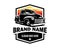 old classic truck logo isolated on white background showing from side. best for the trucking industry.